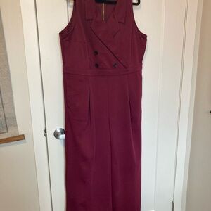 Elegant Burgundy sleeveless, wide leg jumpsuit